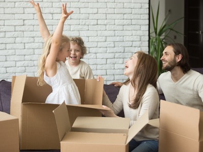 Family rejoicing in their new home